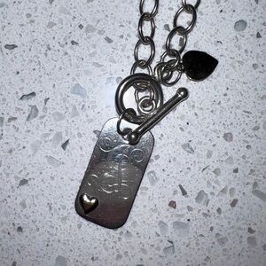 Vintage BASCH Initial J dog tag necklace - 14K gold and sterling silver